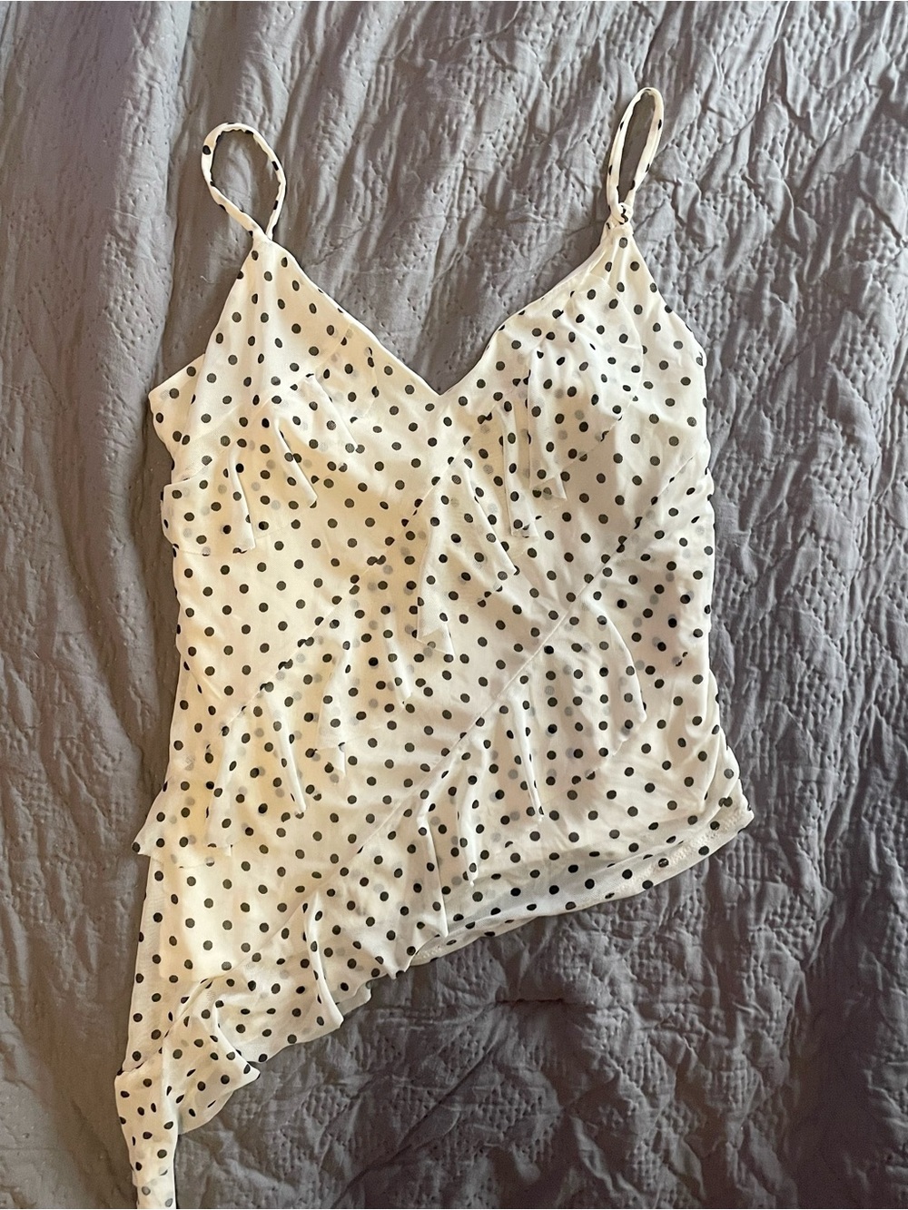 Thirty Thirty LA Ruffle Asymmetrical Polka Tank